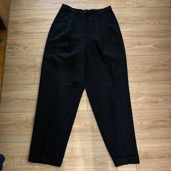 Vintage Pants - Vintage DKNY black wool pleated trousers